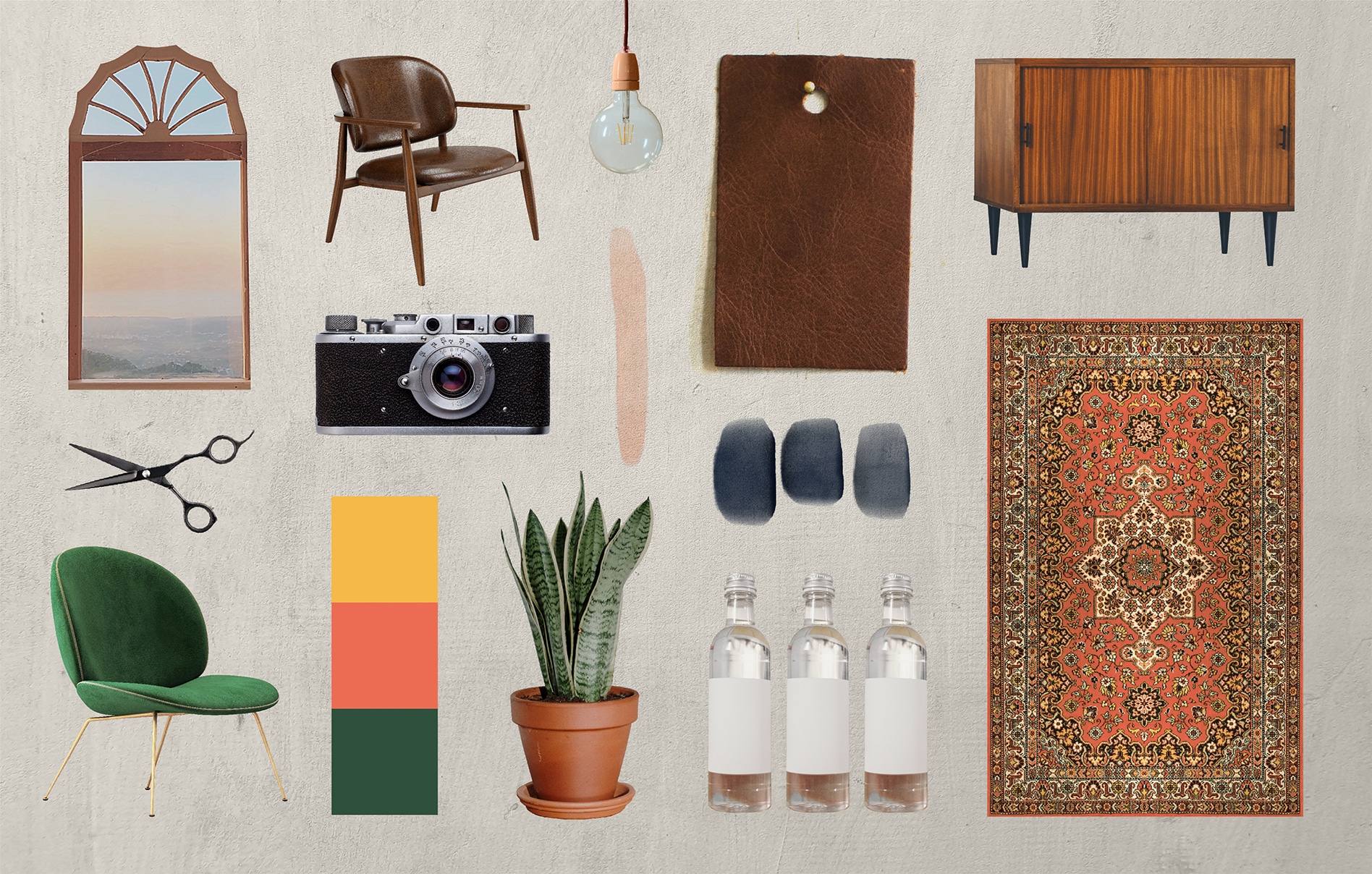 A collage of various furniture items