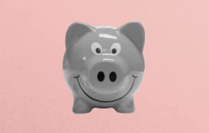 A smiling piggy bank