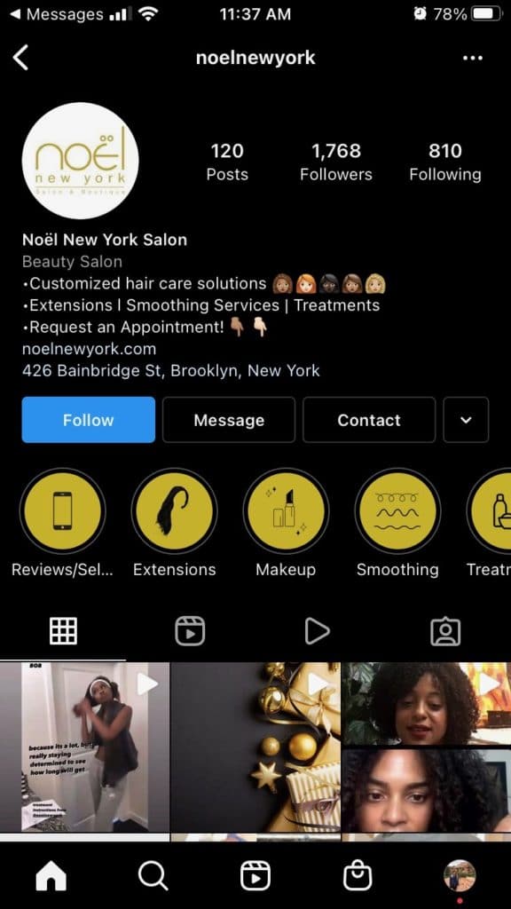 Hair Sylist Instagram Bio Example: Noe New York