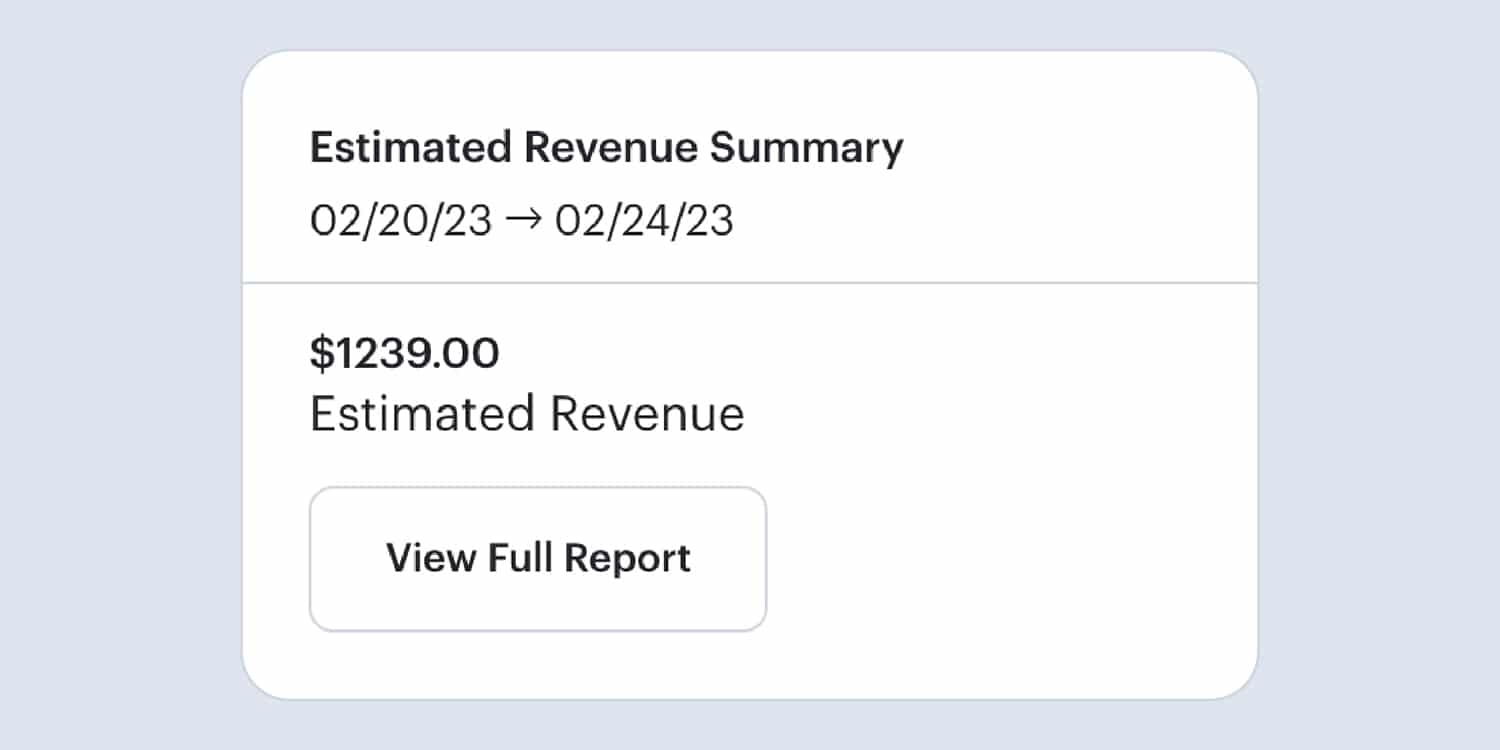 Estimated revenue report example