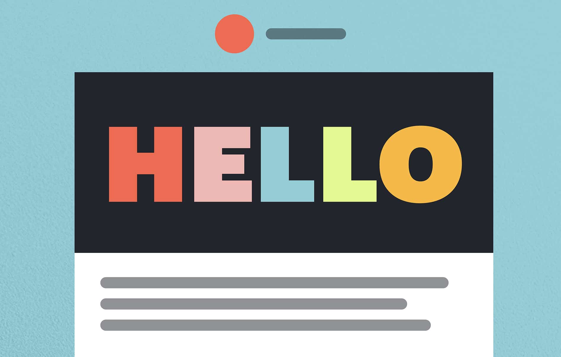 Image of a email template that says "hello"