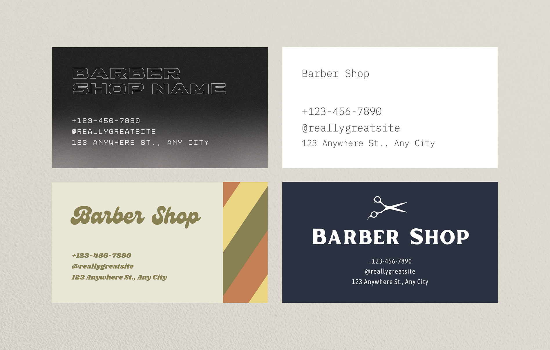 Four barber business cards