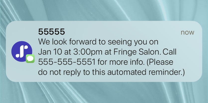Client appointment booking text reminder