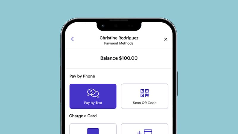Pay by text and QR code pay options screen