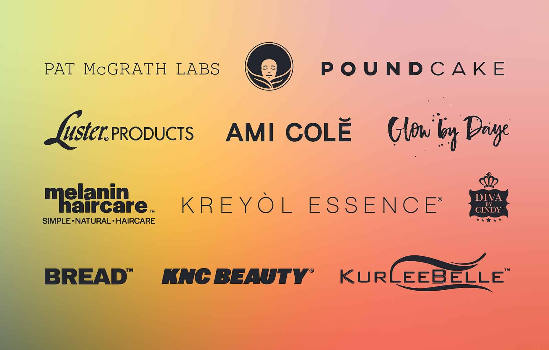 An assortment of Black-Owned Beauty brand logos
