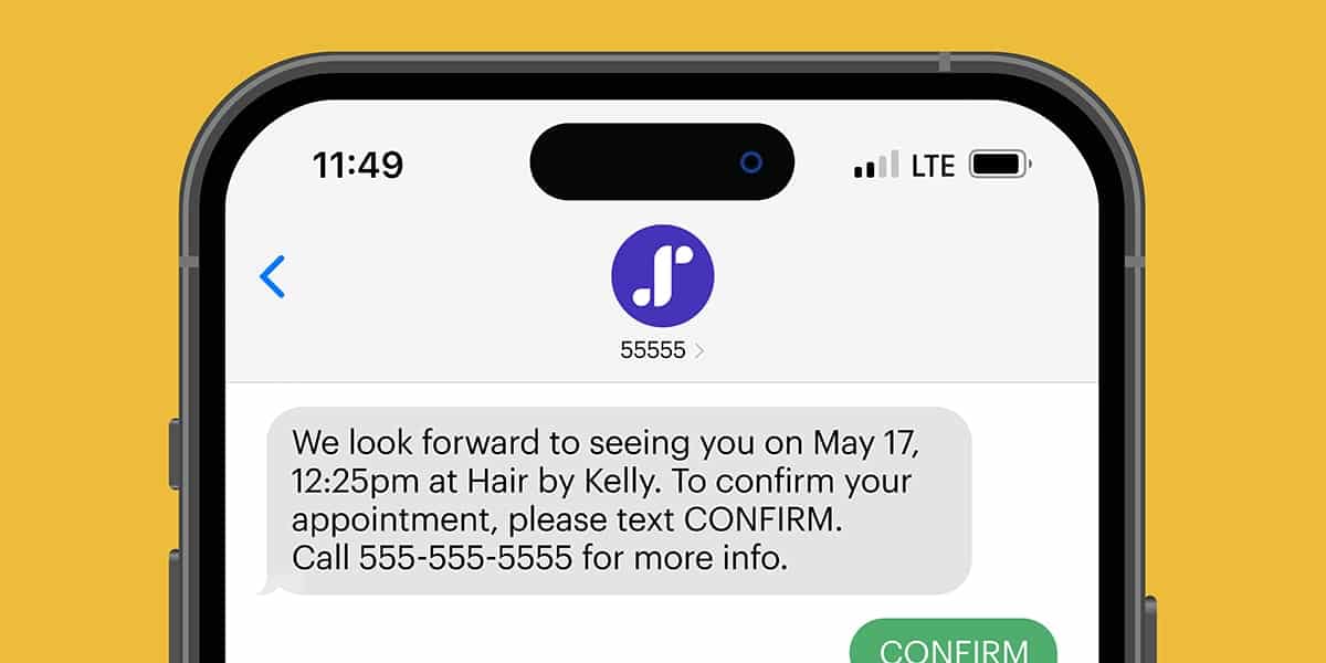 Appointment confirmation text example